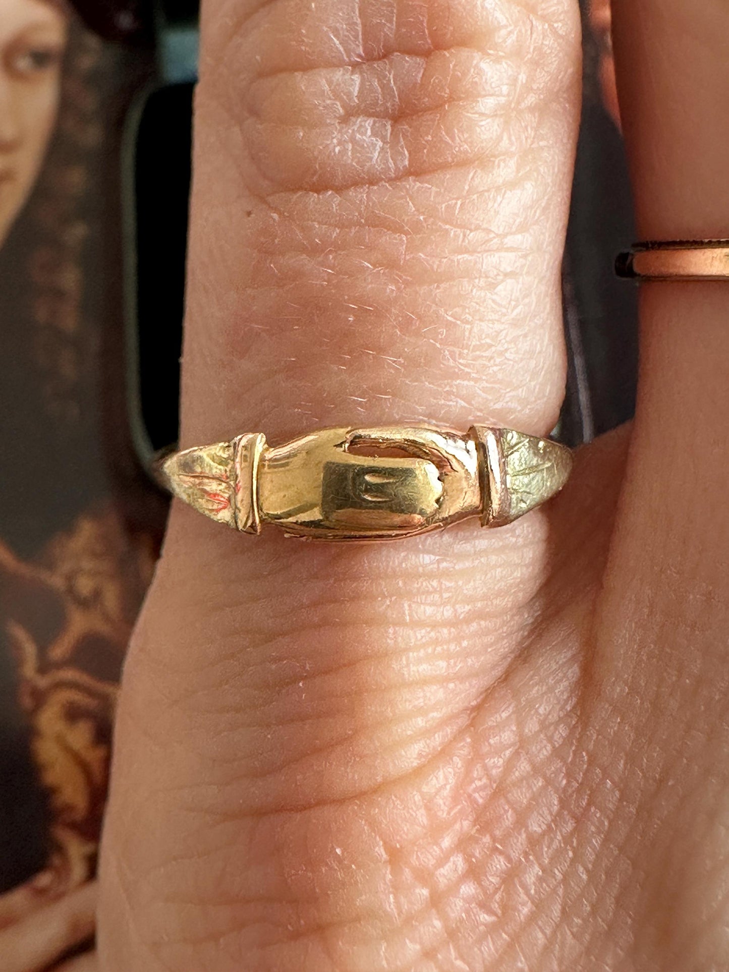 Rare French Engagement Fede Ring Betrothal Bague de foi 18k gold Promise marriage Gimmel hands US 5 1/2 EU 50 1/2 double Georgian Antique