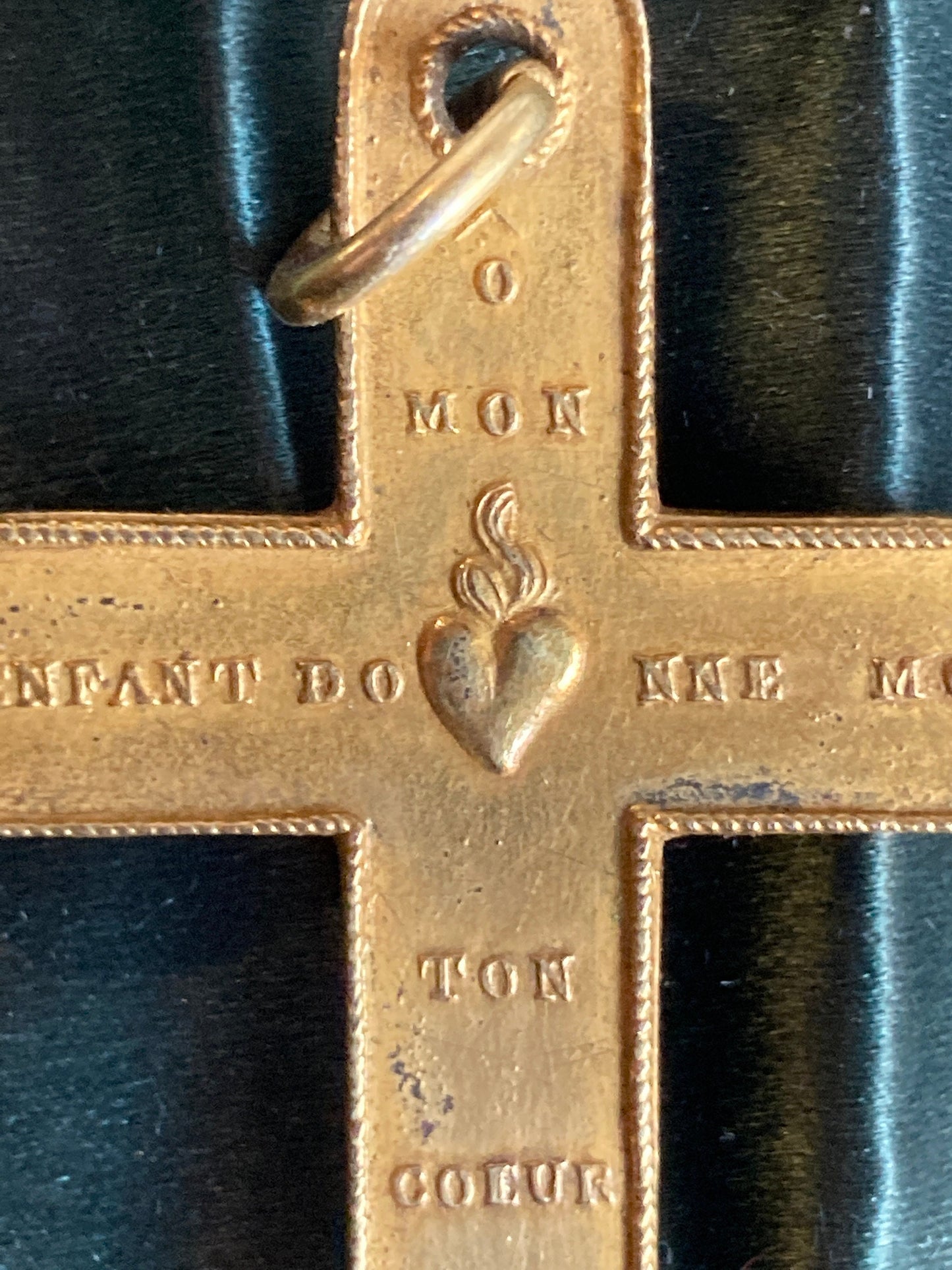 Large Pectoral French cross with Prayer Pinchbeck Ormulu Pomponne doublé 2 sides ooak