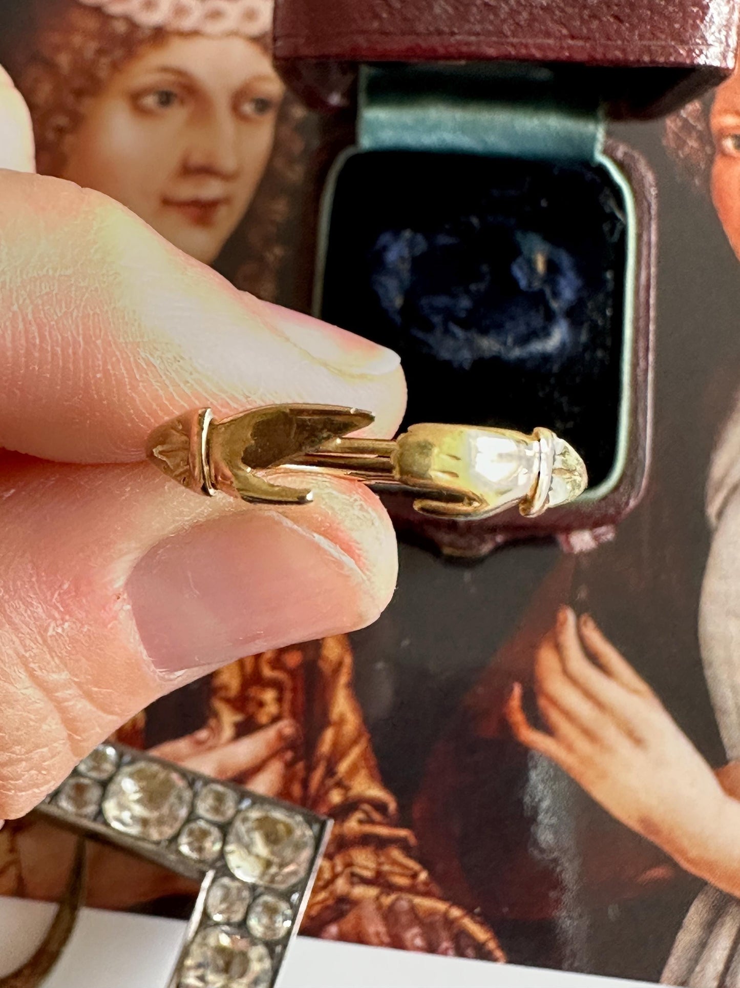 Rare French Engagement Fede Ring Betrothal Bague de foi 18k gold Promise marriage Gimmel hands US 5 1/2 EU 50 1/2 double Georgian Antique