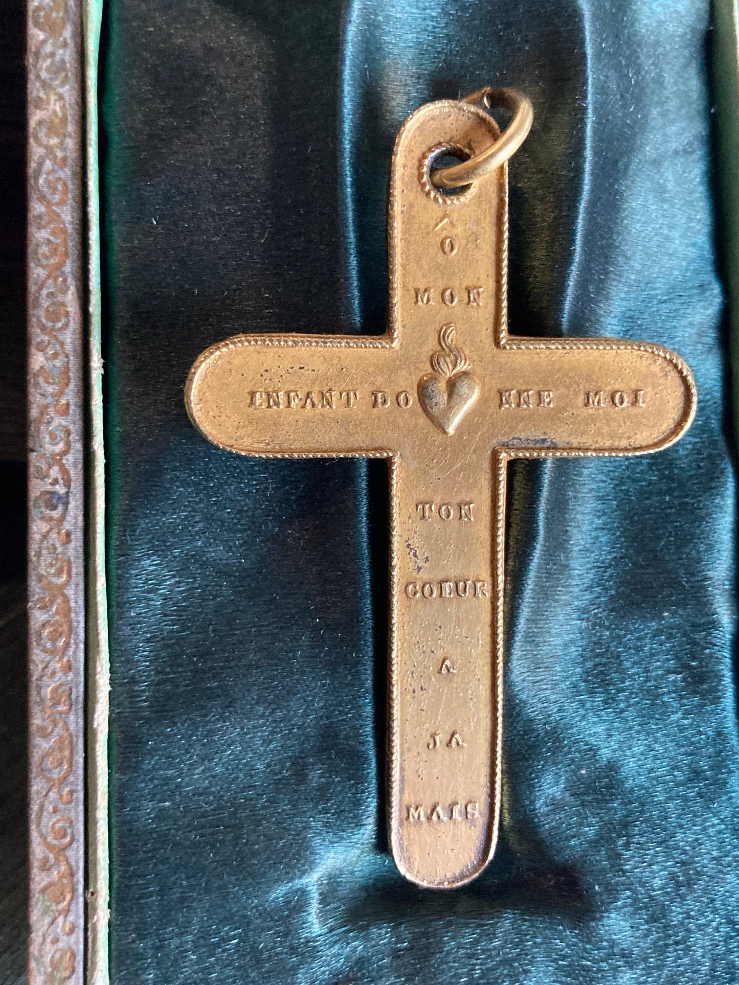 Large Pectoral French cross with Prayer Pinchbeck Ormulu Pomponne doublé 2 sides ooak