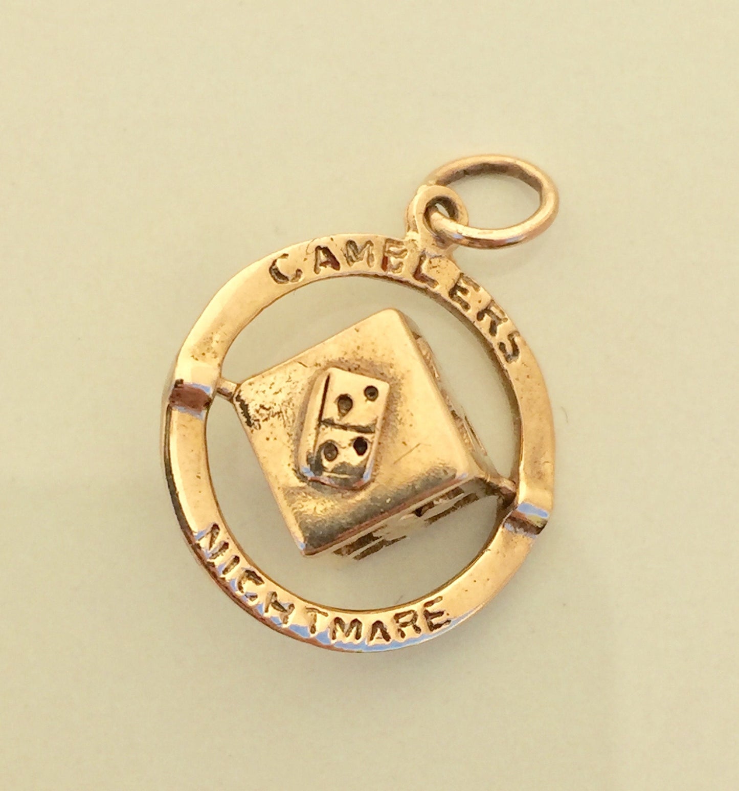 Vintage Gambler’s Nightmare 9ct spinning dice charm
