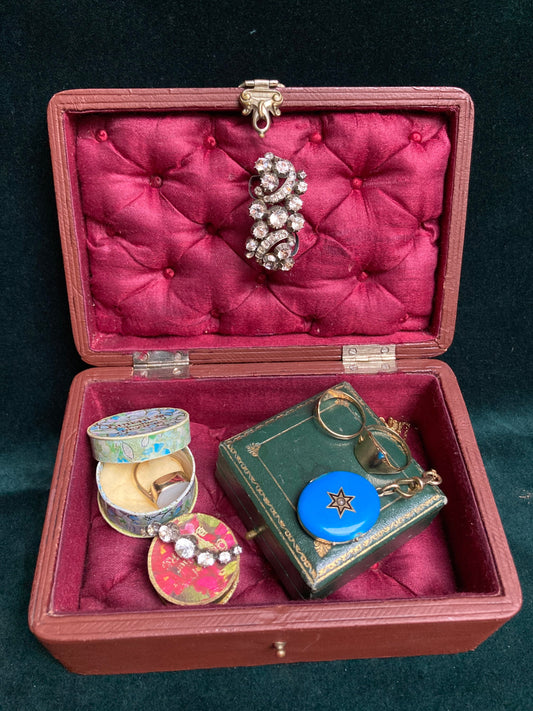 French Jewelry box tufted silk