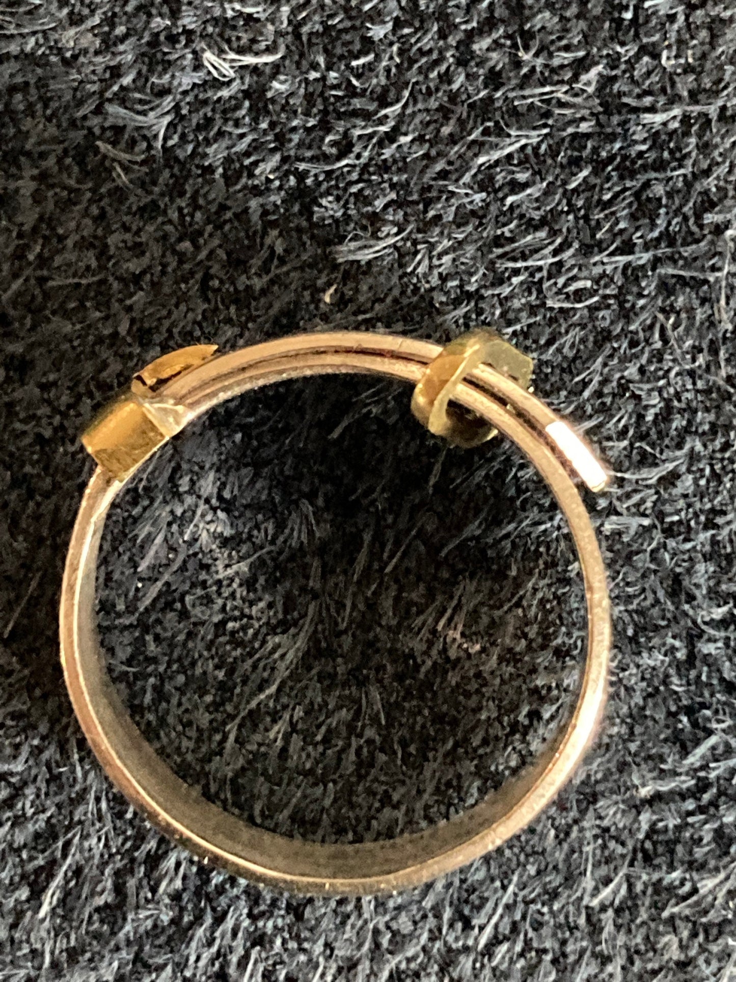 Modernist Buckle ring sterling silver and 18kt yellow gold vintage kinetic hand fabricated