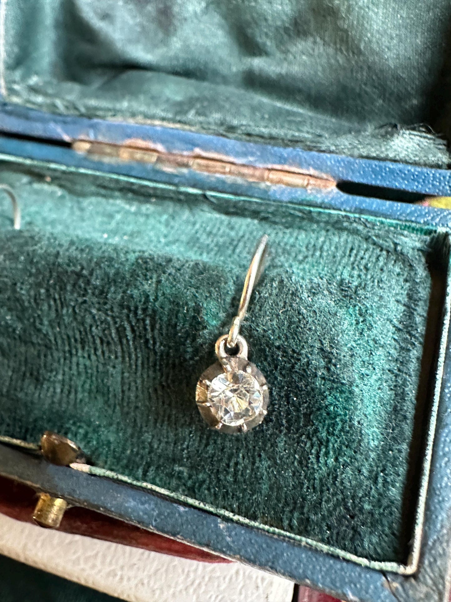 Georgian Paste Dangle Earrings: Antique Sterling Silver Rivière Boucles d'Oreilles