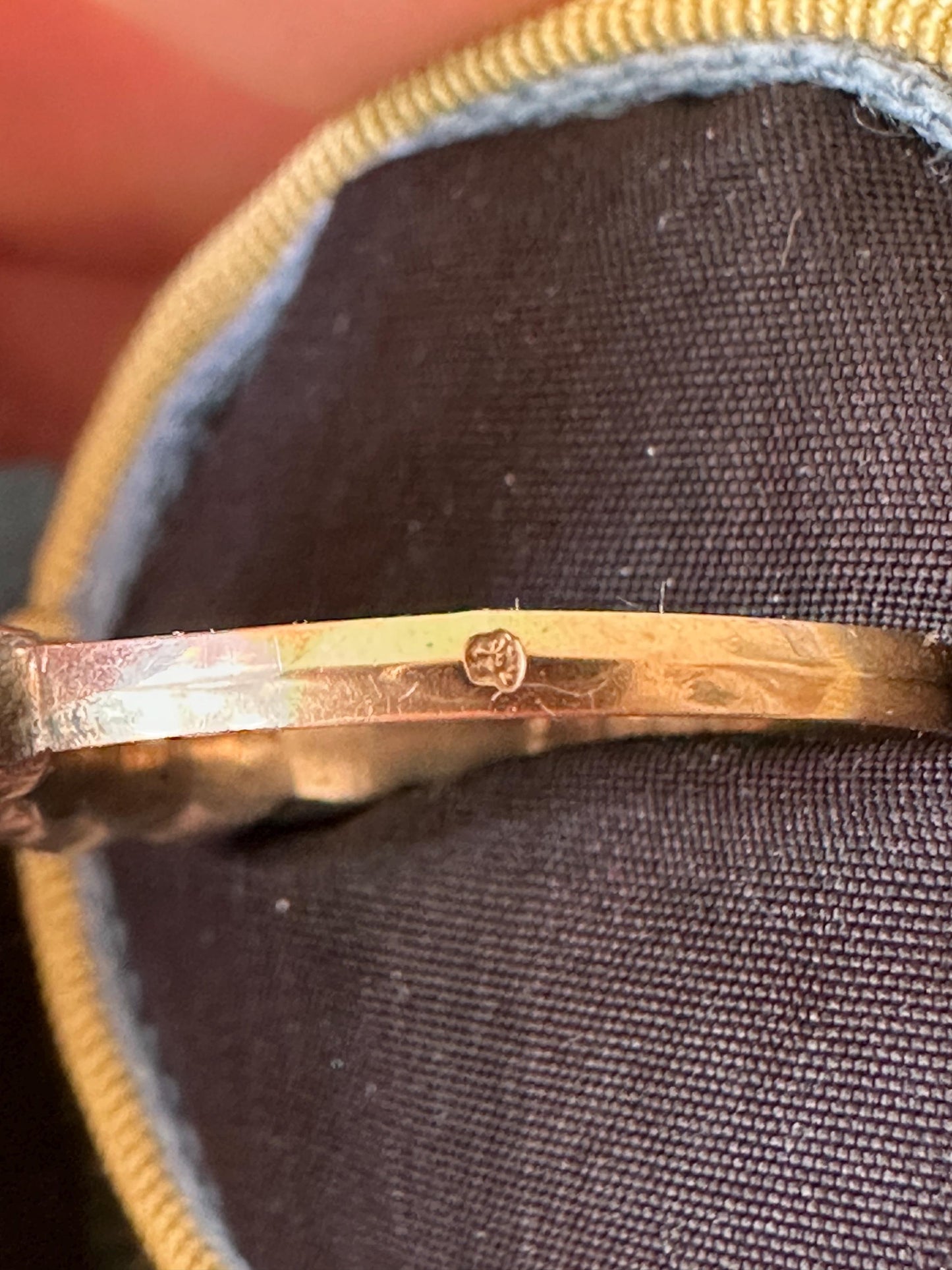 Rare Half Eternity Jarretière Georgian paste ring black dot foiled-back 18k rosy gold band French Diamond pastes size US 8.5 UK Q FR 57/58