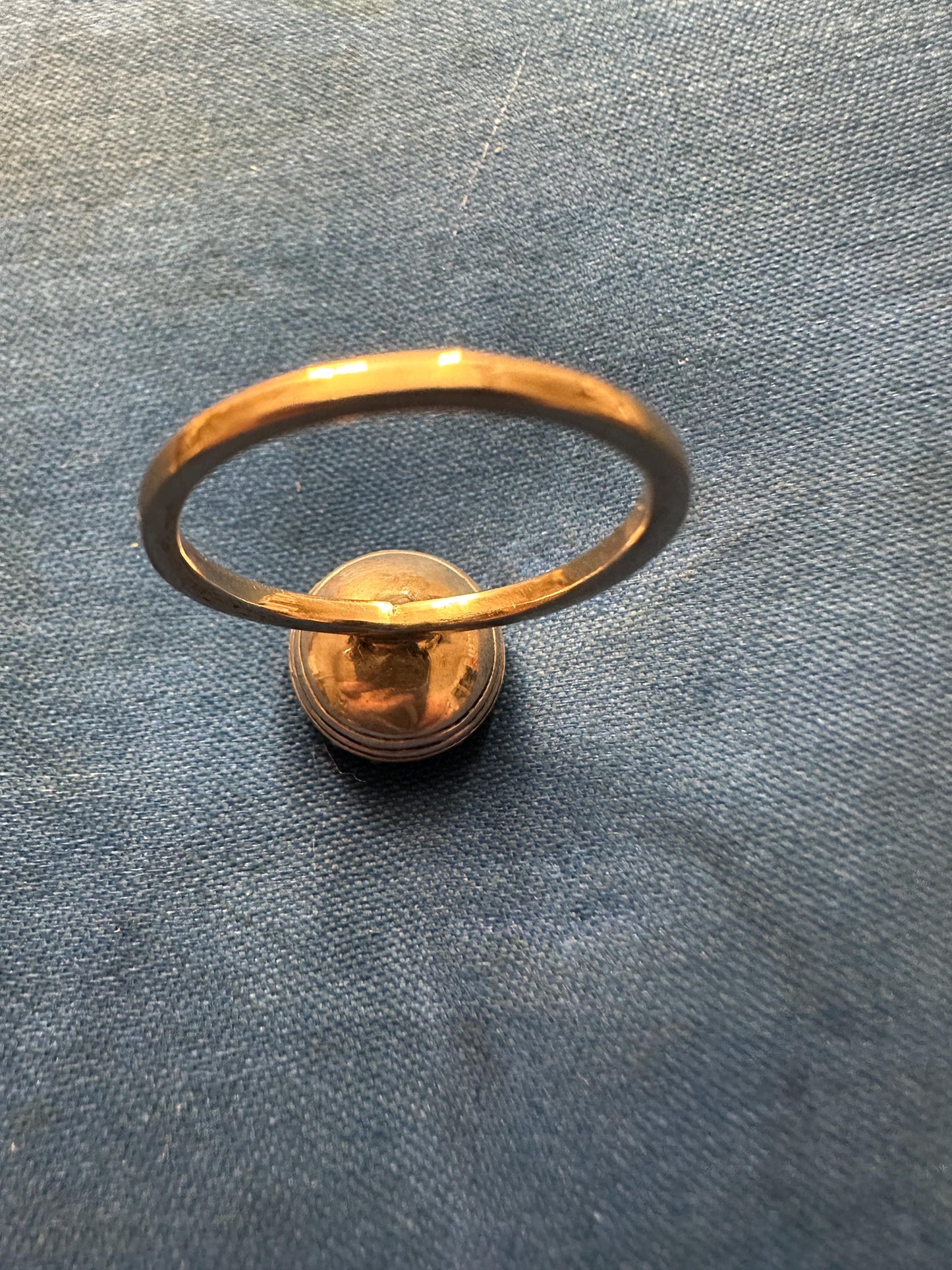 Large Antique Georgian foiled paste ring in 22ct white gold and silver button conversion solitaire domed black dot size 7 1/4 O 55 collector