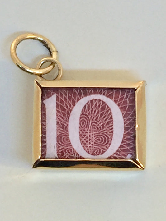 Money Charm 9 carats folded shilling note