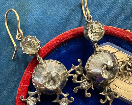 Black dot Georgian paste rock crystal earrings