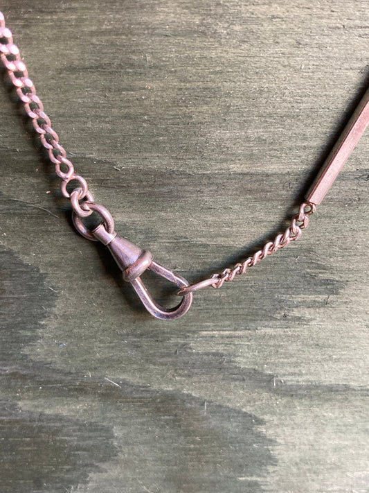 Vintage Modernist chain necklace sterling silver with Edwardian french swivel clasp sterling bars chain curb collier argent mousqueton 1900