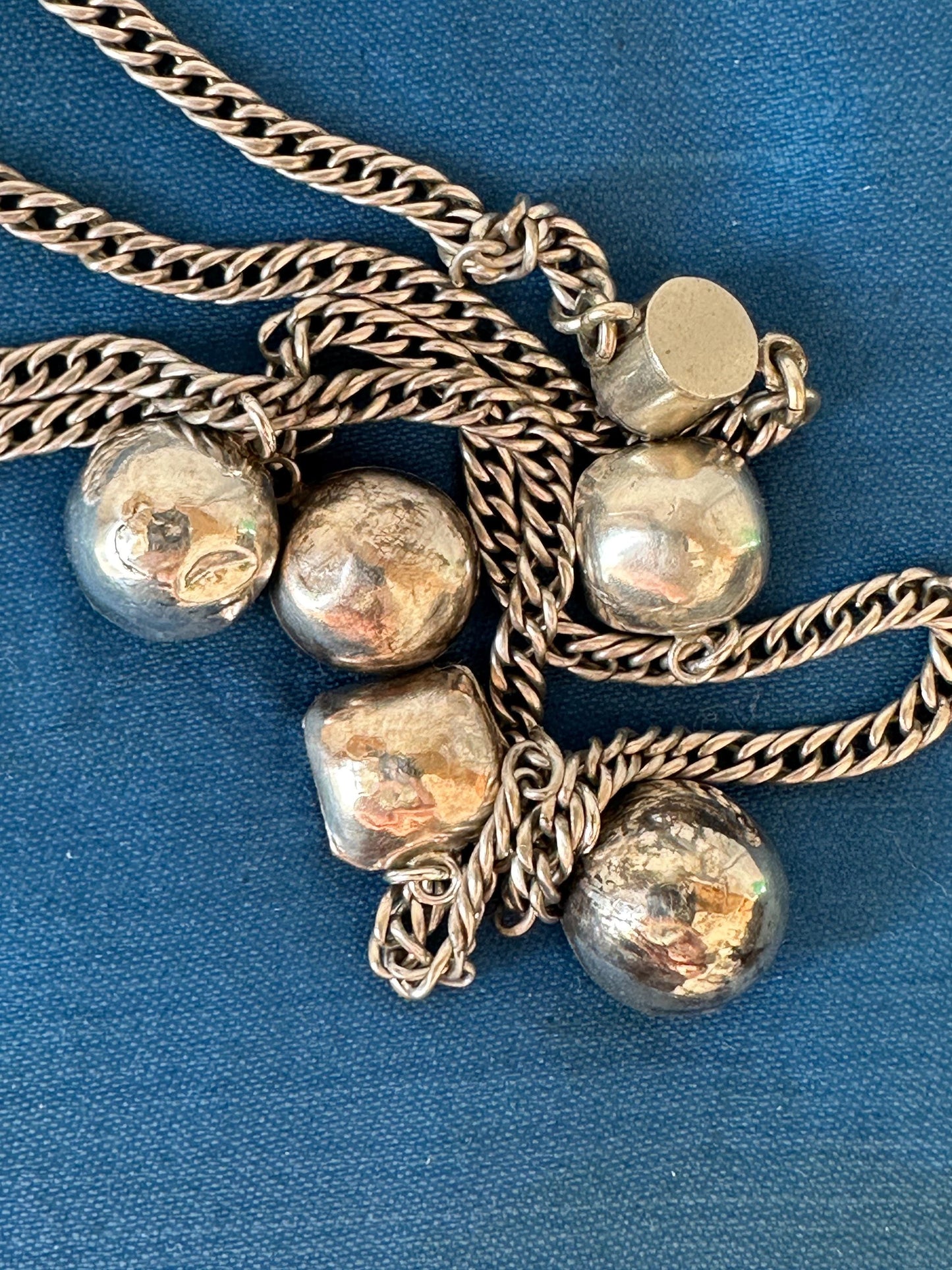 Rare Arlequin Georgian paste silver necklace Antique foiled black dot buttons silver curb chain paste clasp